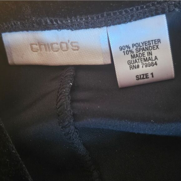 CHICO'S BLACK VELVET LEGGINGS - Picture 2 of 9